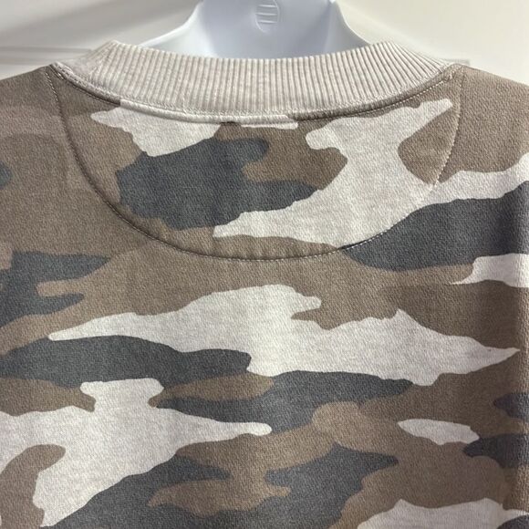 Aerie Tan Camo Crew Neck Mixed Textured Sweatshirt w/ Large Slide Slits- XS - Picture 14 of 16